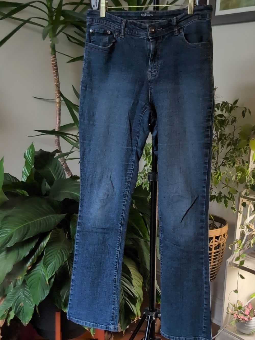 Style & Co. Dark Blue Curvy Modern Fit Jeans - Gold & Rhinestone Pockets